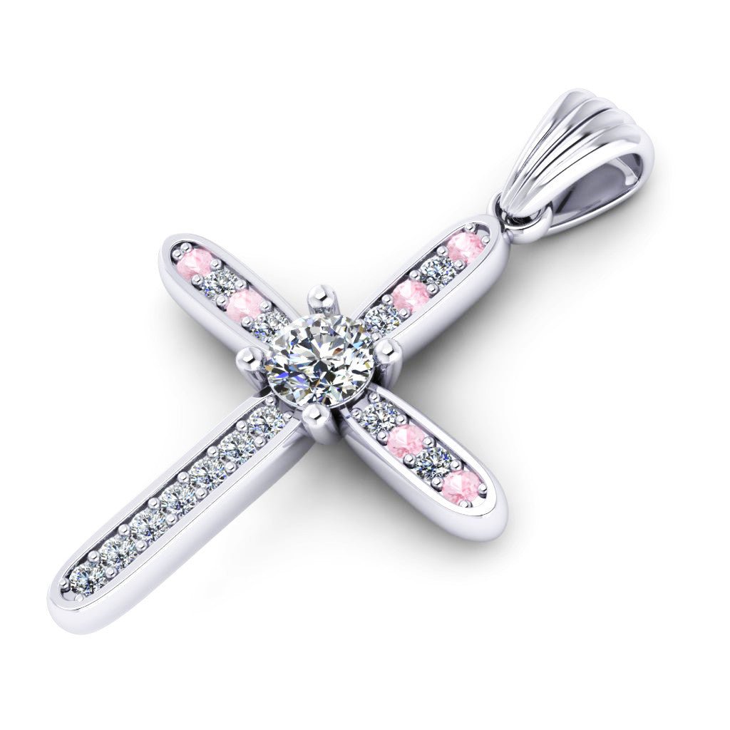 White Gold Cross with Pink and White Diamonds - ForeverJewels Design Studio 8