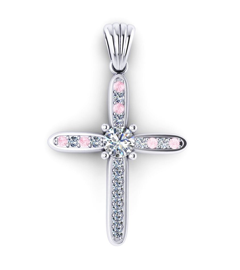 White Gold Cross with Pink and White Diamonds - ForeverJewels Design Studio 8