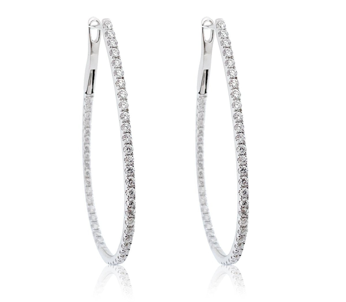 White gold Oval Diamond Hoop Earrings - ForeverJewels Design Studio 8