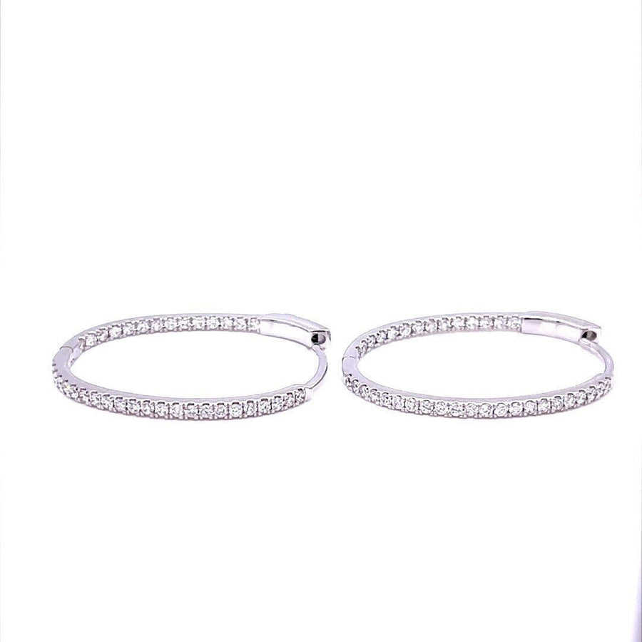 White Gold Oval Shaped Diamond Hoop Earrings - ForeverJewels Design Studio 8