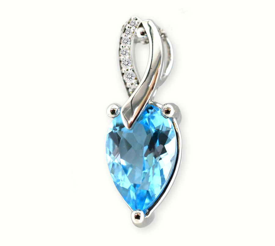 White Gold Pear Cut Topaz Pendant with Diamonds - ForeverJewels Design Studio 8