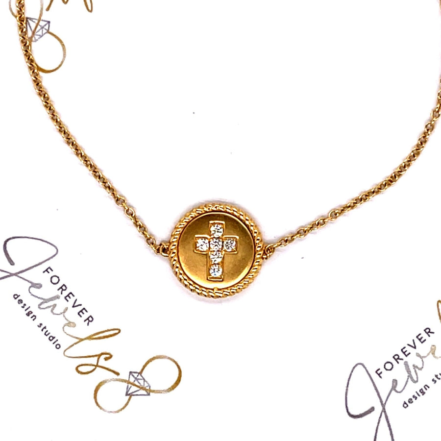 Yellow Gold diamond cross bracelet - ForeverJewels Design Studio 8