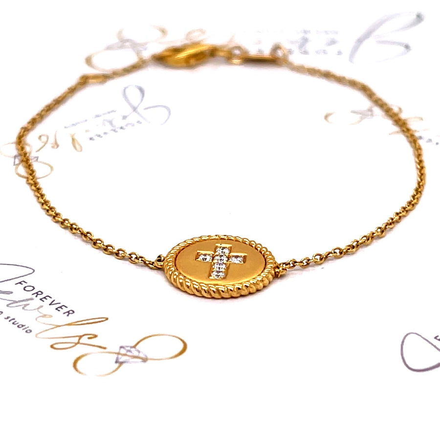 Yellow Gold diamond cross bracelet - ForeverJewels Design Studio 8