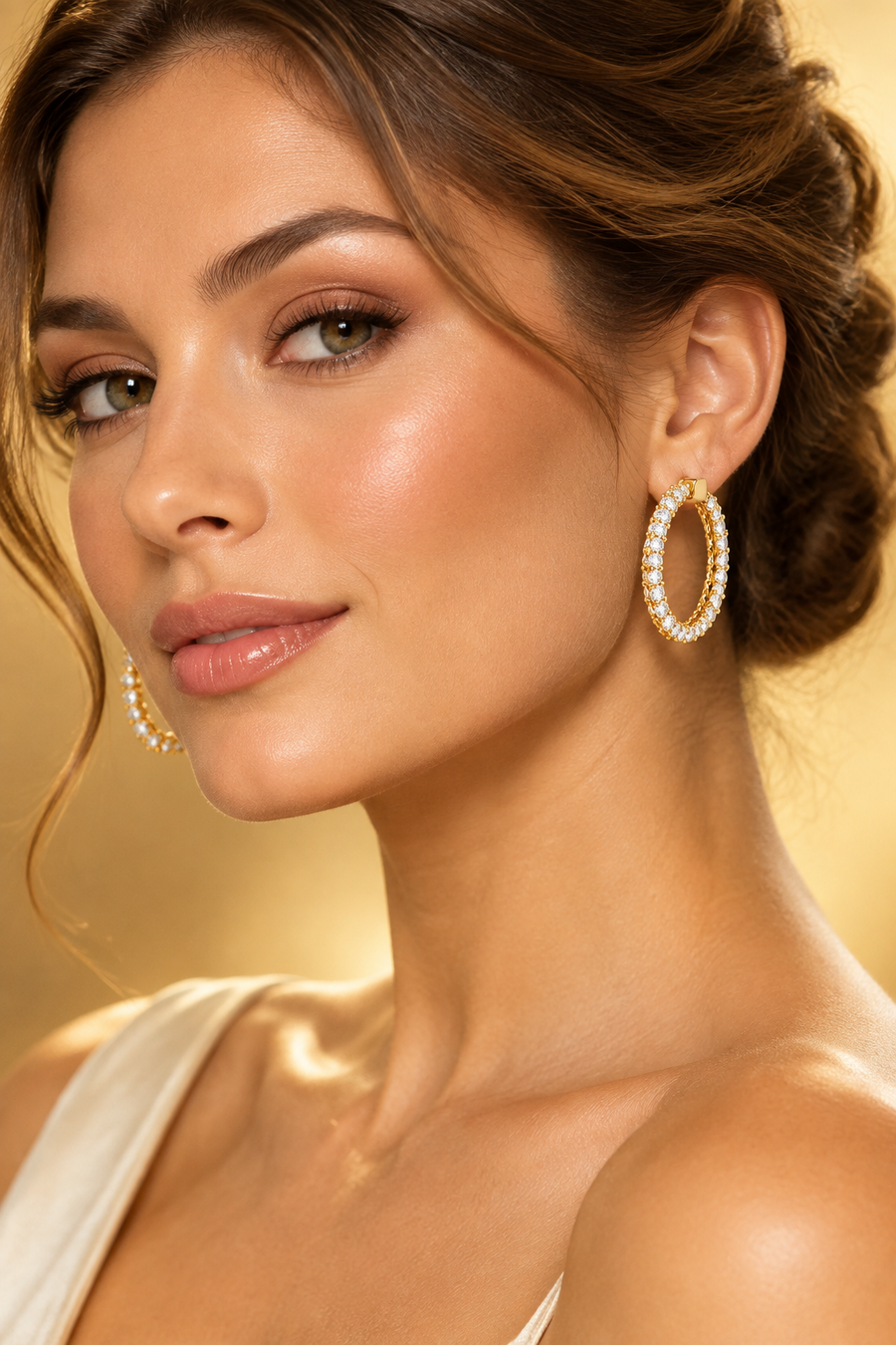 2.06 carats Diamond Yellow gold Hoops