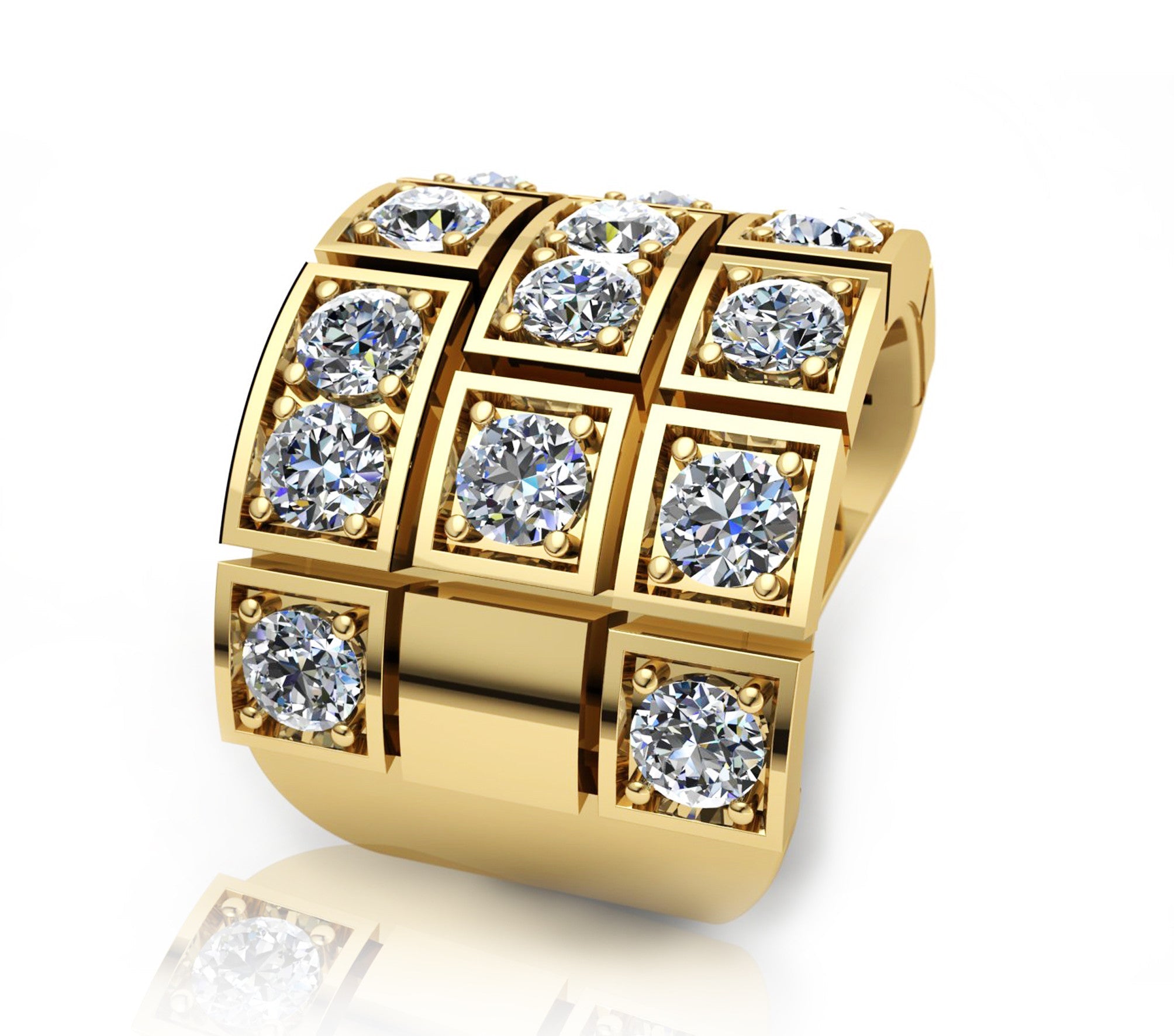 Yellow Gold Dress Ring set with Round Diamonds - ForeverJewels Design Studio 8