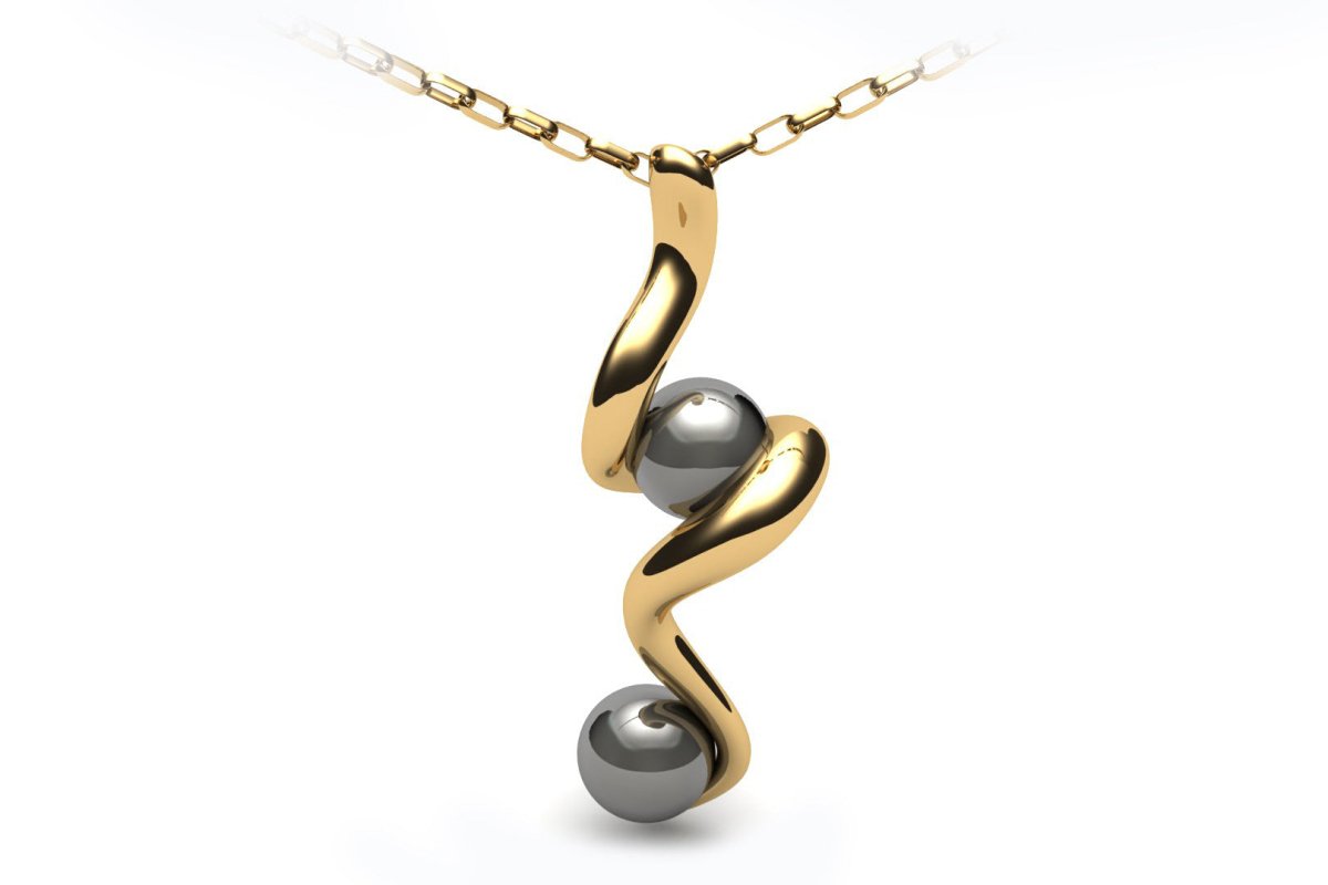Yellow gold pendant with black Tahitian South Sea pearls - ForeverJewels Design Studio 8