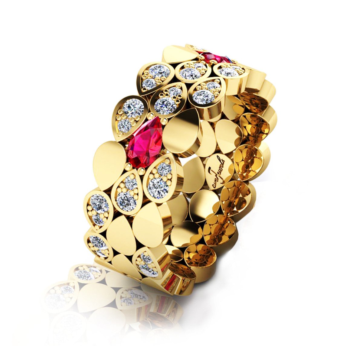 Yellow Gold Ruby and Diamond Dress Ring - ForeverJewels Design Studio 8