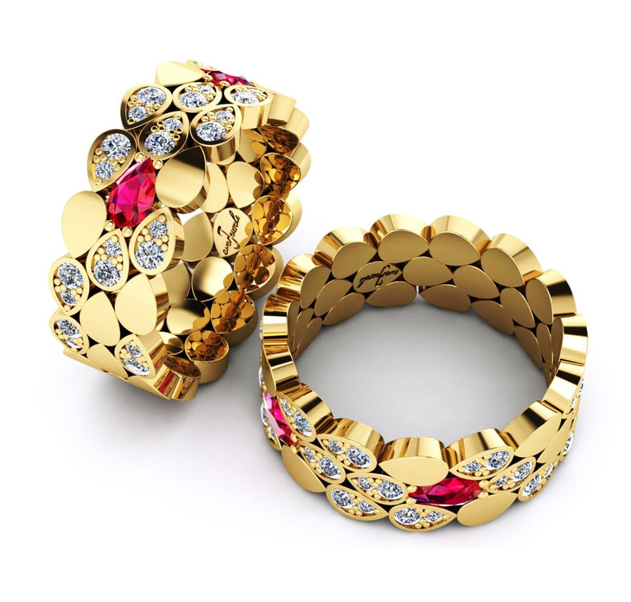 Yellow Gold Ruby and Diamond Dress Ring - ForeverJewels Design Studio 8