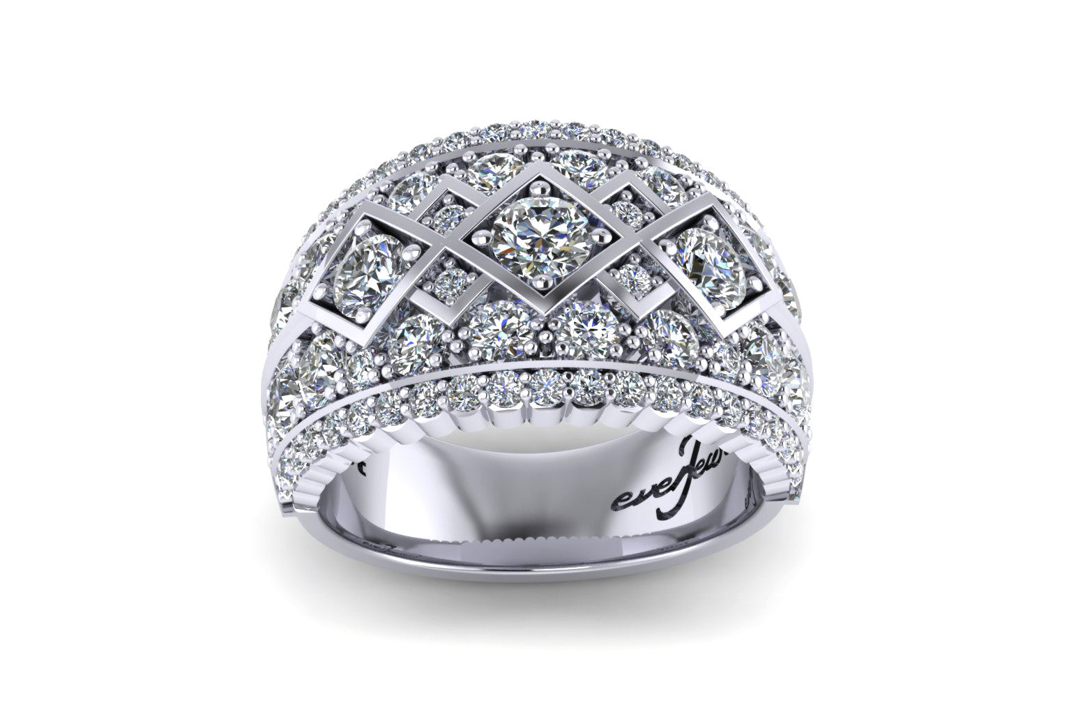 White Gold Diamond Cluster Ring of Round Diamonds