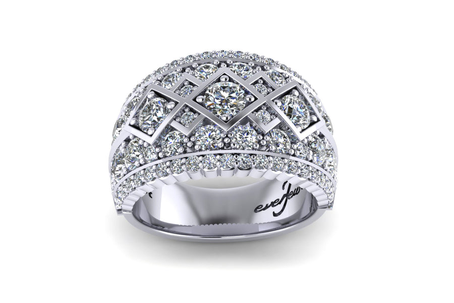 White Gold Diamond Cluster Ring of Round Diamonds