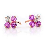 Pink Sapphire & Diamond Clover Earrings
