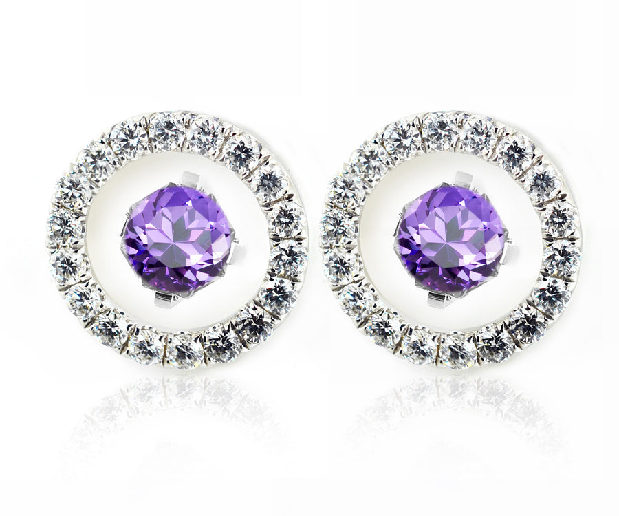 18ct White gold purple 1.35ct stud earrings