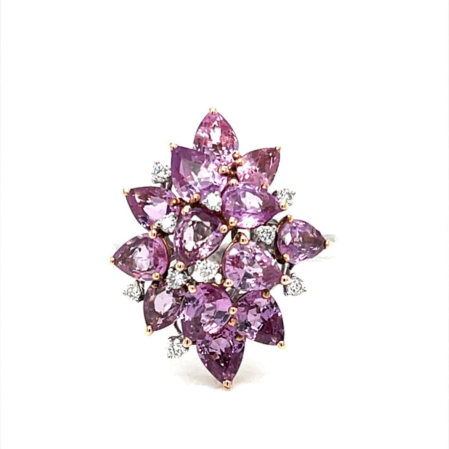 Pink Sapphires and Diamond Ring