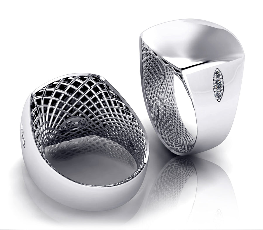 White Gold SIgnet RIng with Diamonds