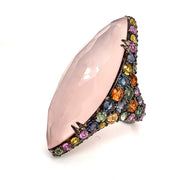18ct WG marquise cut  rose quartz coloured sapphire ring