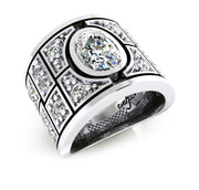 White Gold Dress Ring with Centre Oval Diamond