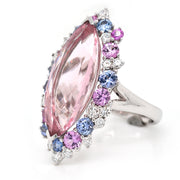 Marquise Morganite Ring with Sapphires and Diamonds