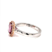 Pink Malaya garnet Diamond Halo Ring