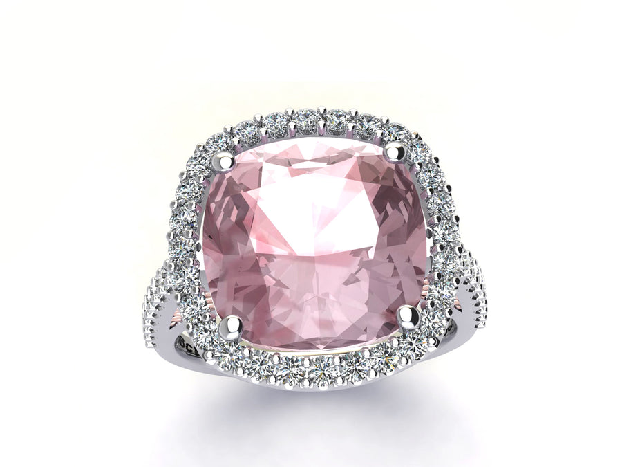 18ct RG & WG 6ct pink morganite & diamond ring