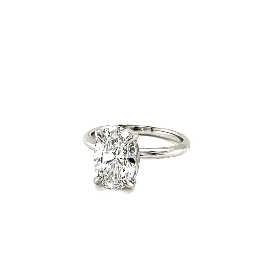 Solitaire lab Oval 2.63ct EVs White Gold Diamond Engagement Ring