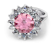 Pink Tourmaline  Ring with a Halo of Diamonds