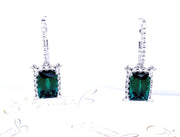 Green Tourmaline and Diamond Earrings