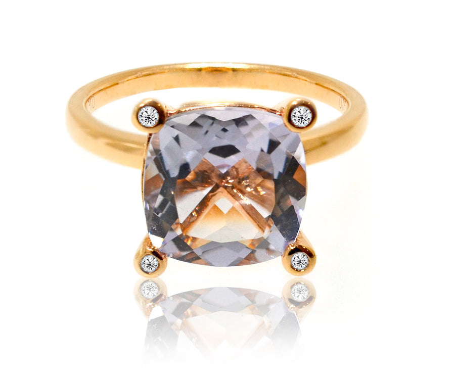 18ct Rose gold purple amethyst dress ring with diamonds