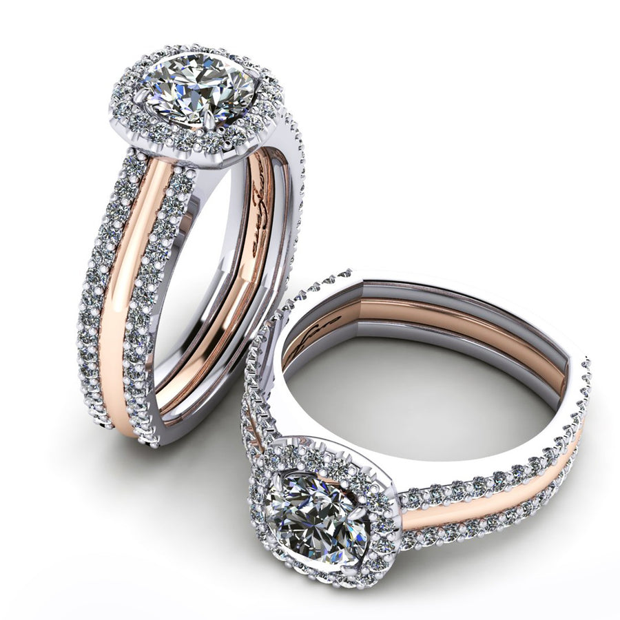 White & Rose Gold Diamond Engagement Ring