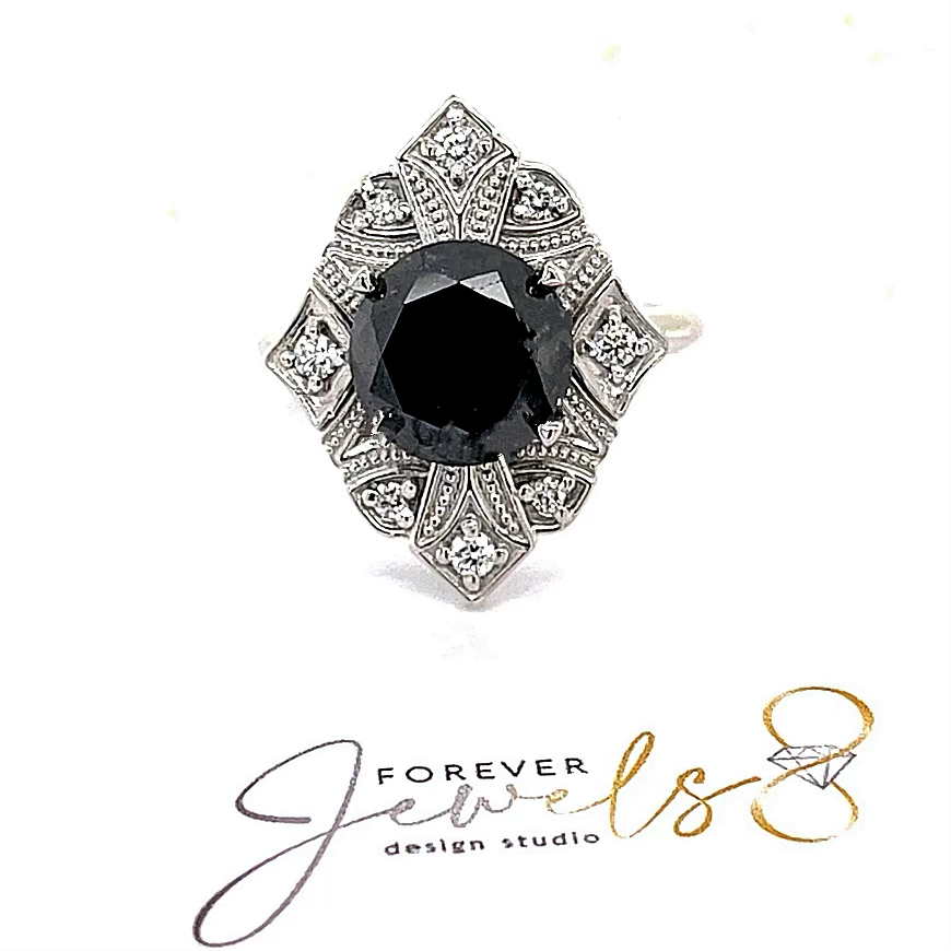 Art Deco Black and White Diamond Ring