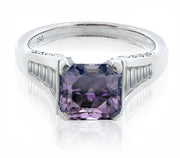 Violet Spinel Dress Ring with Baguette Diamonds