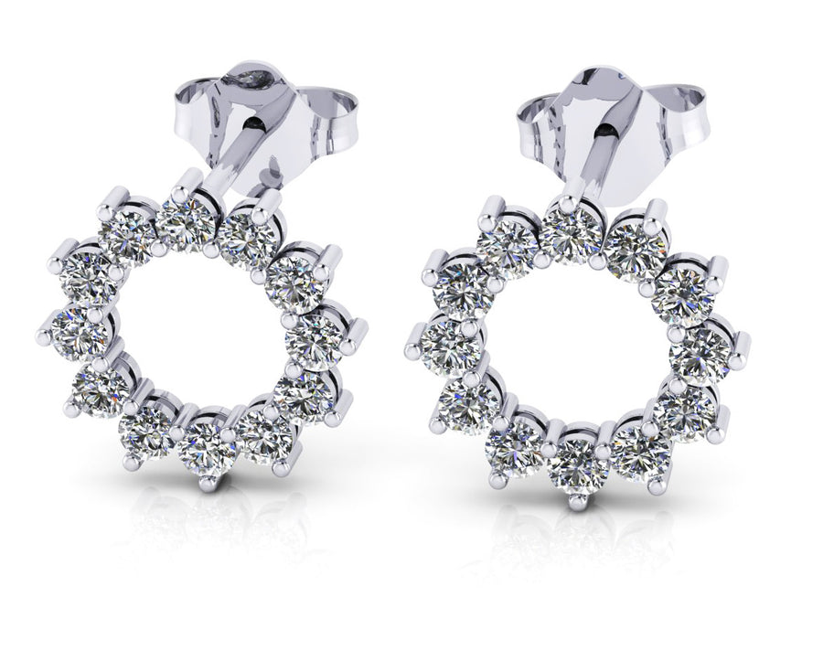 18ct White gold round brilliant diamond earrings