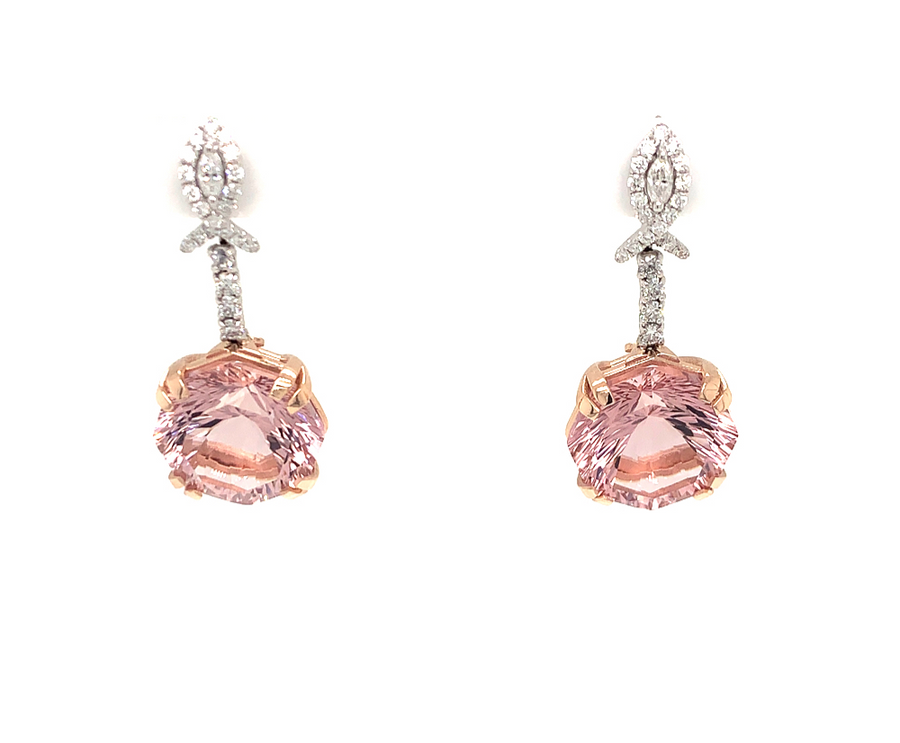 Earrings Pink Morganite & Diamond