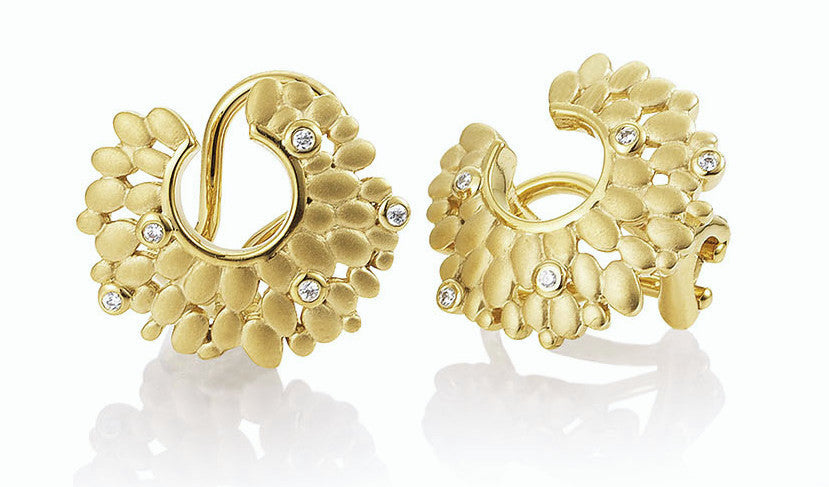 Breuning German designer 9ct yellow gold diamond earrings
