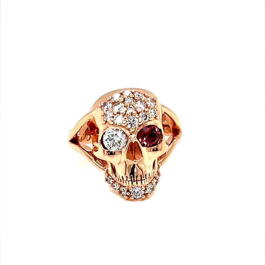 Rose gold diamond Skull Ring