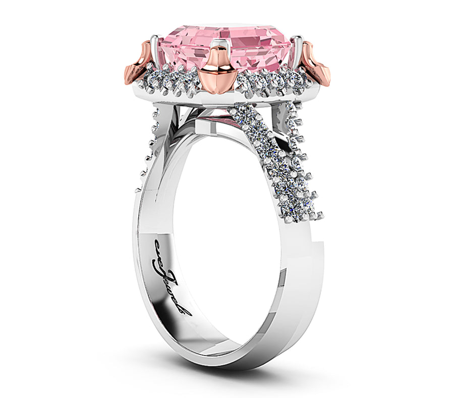 Cushion cut pink tourmaline and diamonds Ring