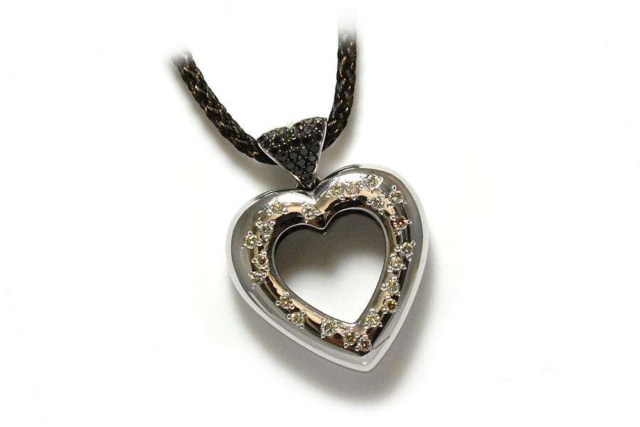 18ct White Gold Heart Diamond Pendant
