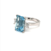 Aquamarine and Diamond Trilogy  Ring