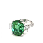 Apple green tourmaline trilogy Diamond ring