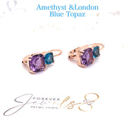 Amethyst and London Blue Topaz Earrings