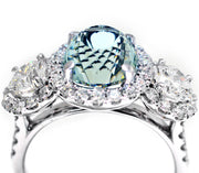 Round Aquamarine Dress Ring with Diamonds