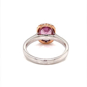 Pink Malaya garnet Diamond Halo Ring