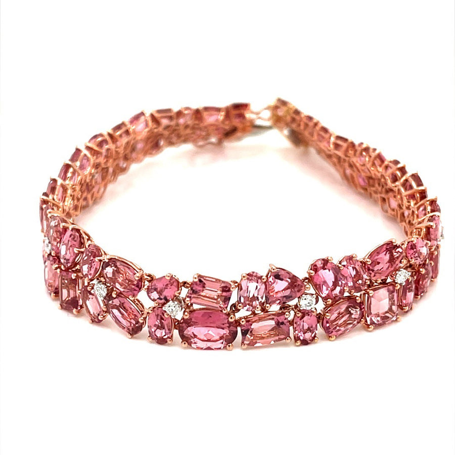 Pink Tourmaline And Diamond Bracelet