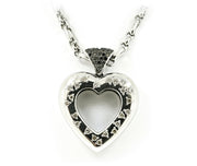 White Gold Black and White Diamond Heart Pendant