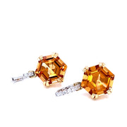 Citrine and Diamonds Gold Earrings