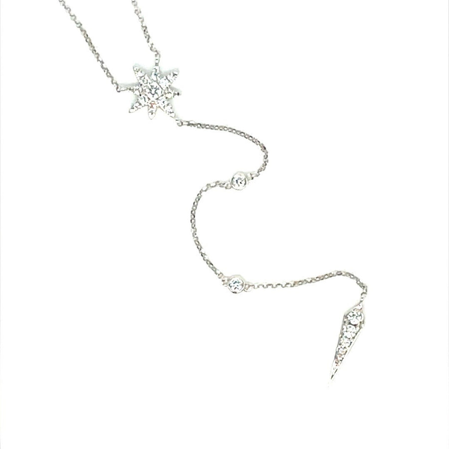 White Gold Diamond  Lariat Necklace