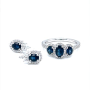 Blue Sapphires and Diamond studs Earrings