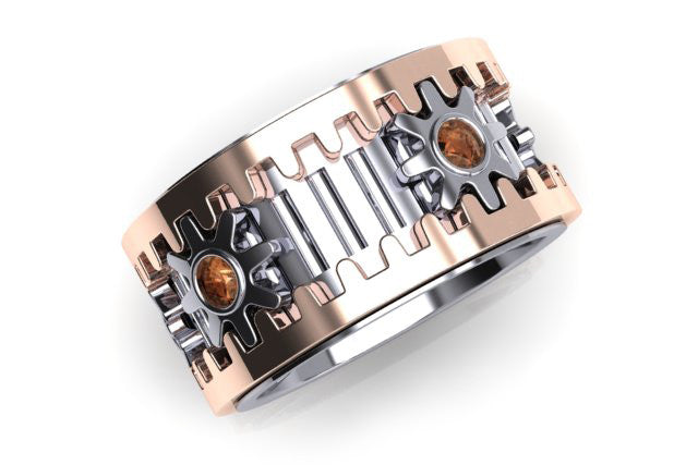 18ct "Wheel of Life" Two Toned Gold Men's Ring