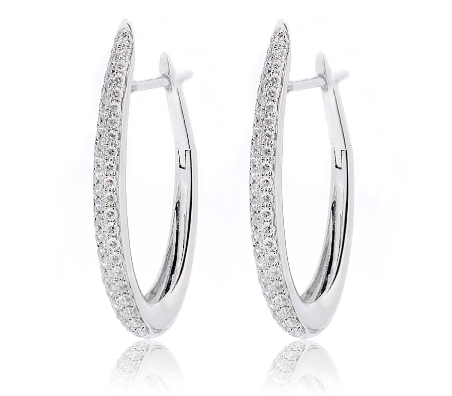 Diamond Pave Hoops in White Gold