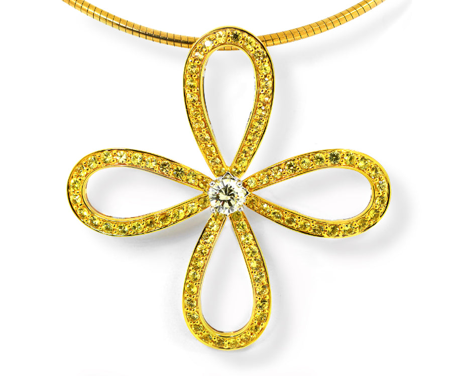 Yellow Diamond Flower Pendant