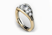 18ct White and yellow gold diamond pod dress ring